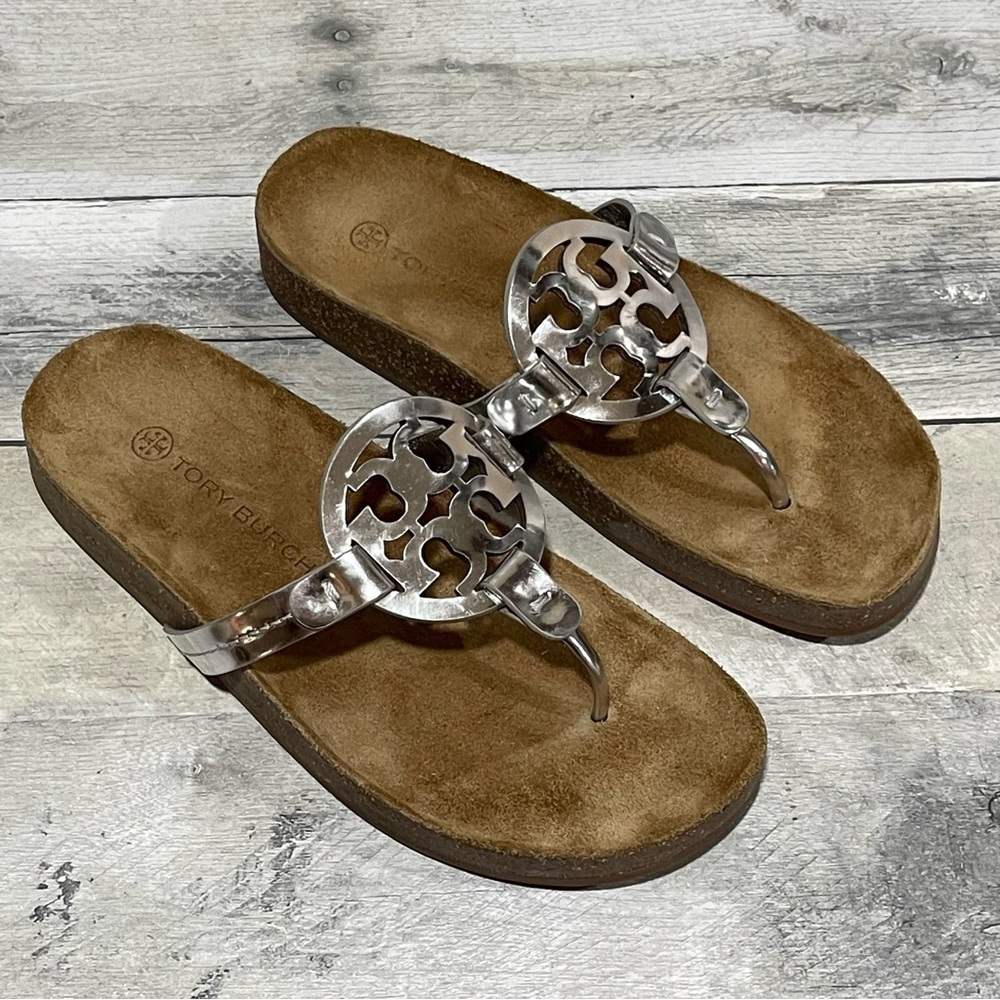 TORY BURCH Miller Cloud Sandal - Silver - Size - 7.5 US